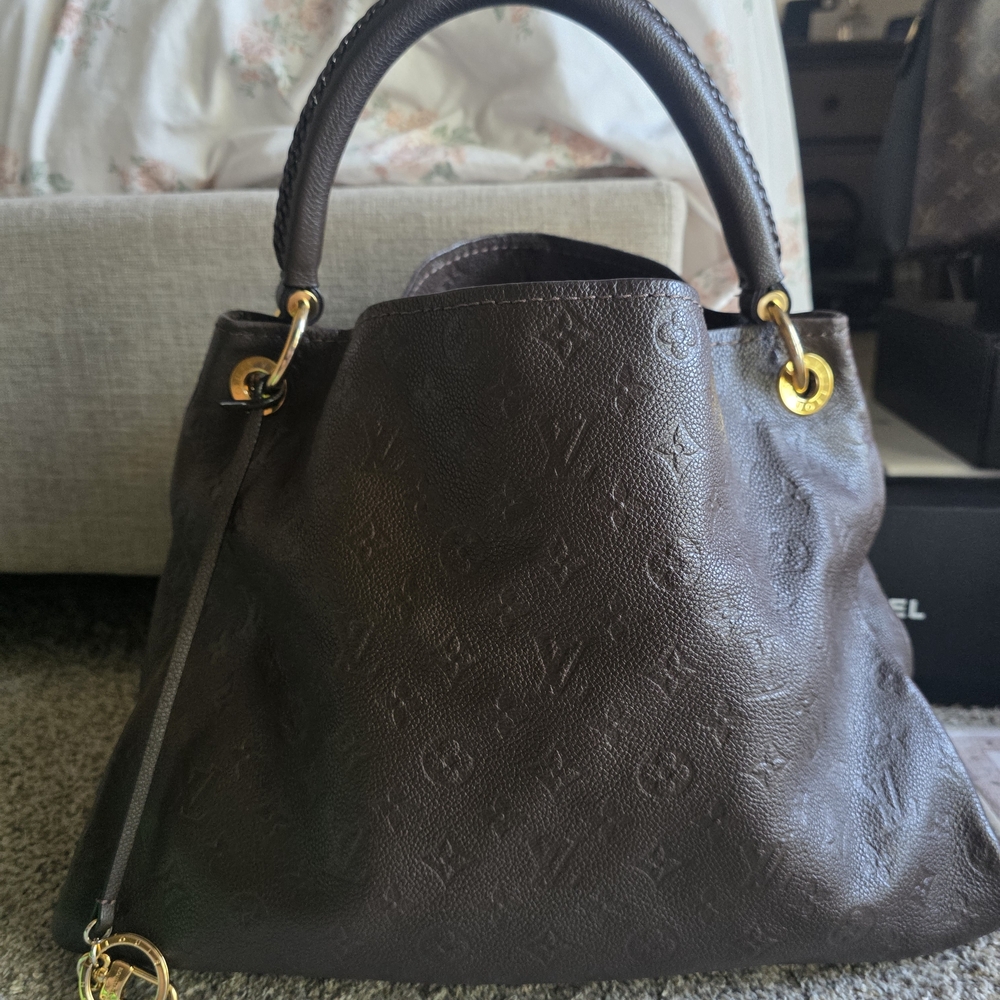 Louis Vuitton Brown Monogram Empreinte Leather Shoulder Bag with Gold Hardware